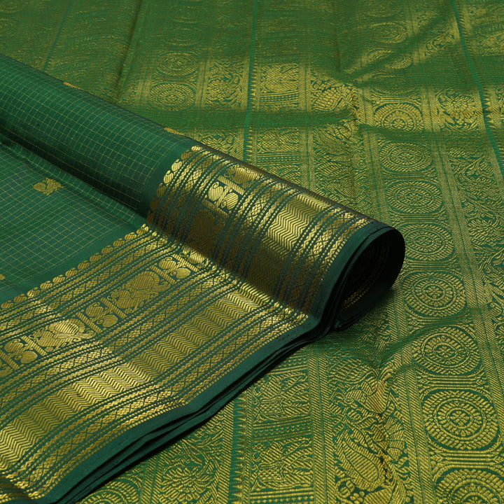 Hayagrivas Handloom Dark Green Kanjivaram Silk Saree KBE2493C6-3