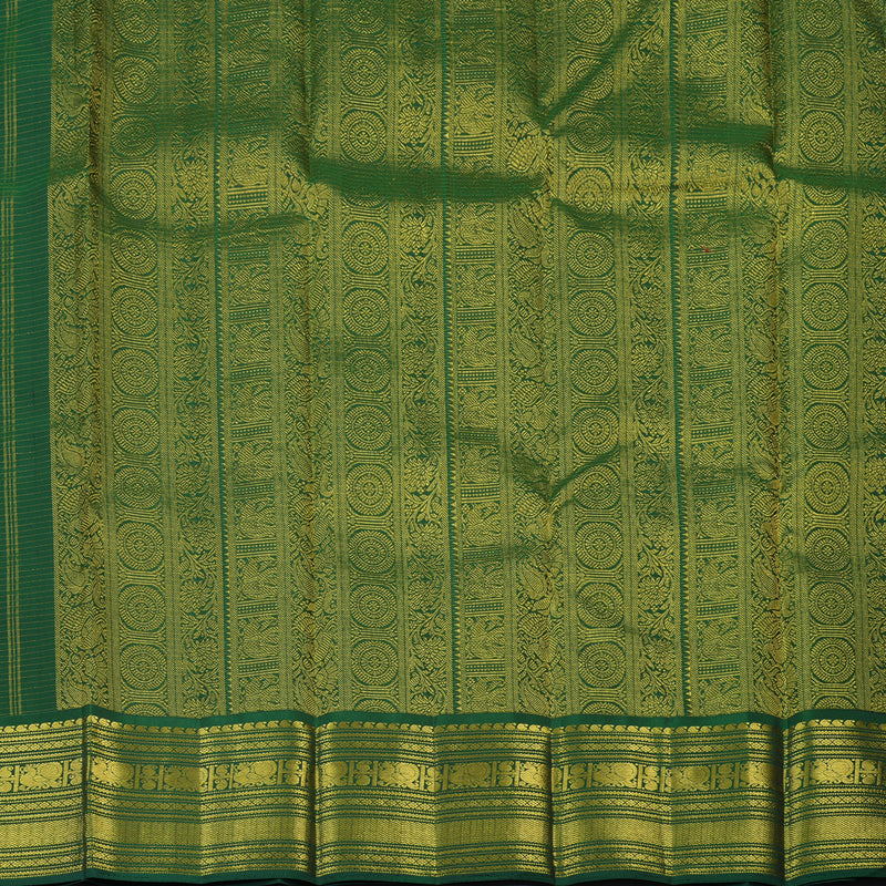 Hayagrivas Handloom Dark Green Kanjivaram Silk Saree KBE2493C6-3
