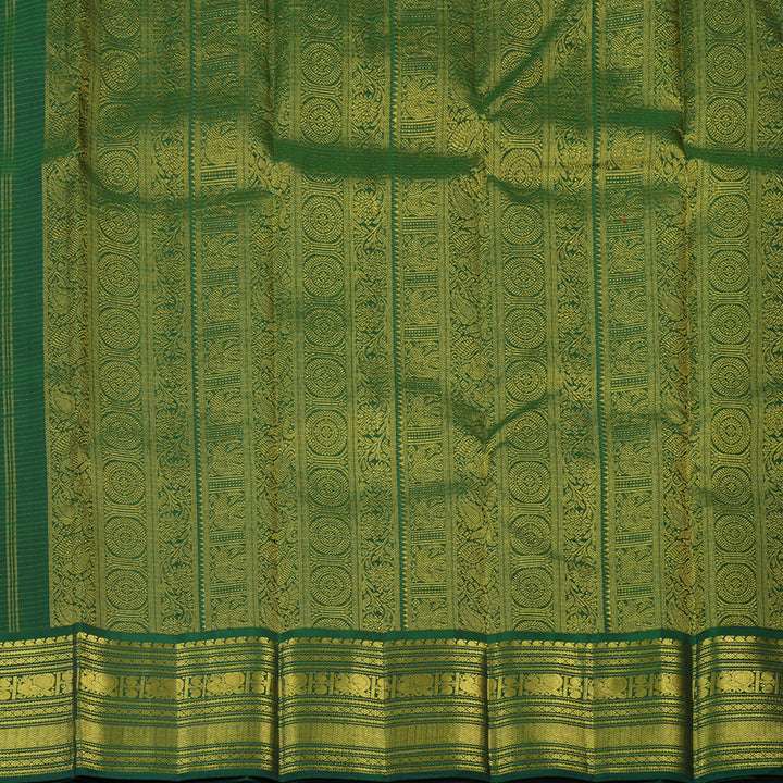 Hayagrivas Handloom Dark Green Kanjivaram Silk Saree KBE2493C6-3