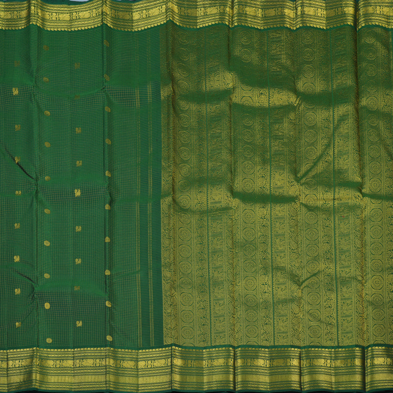 Hayagrivas Handloom Dark Green Kanjivaram Silk Saree KBE2493C6-3