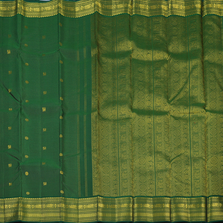 Hayagrivas Handloom Dark Green Kanjivaram Silk Saree KBE2493C6-3