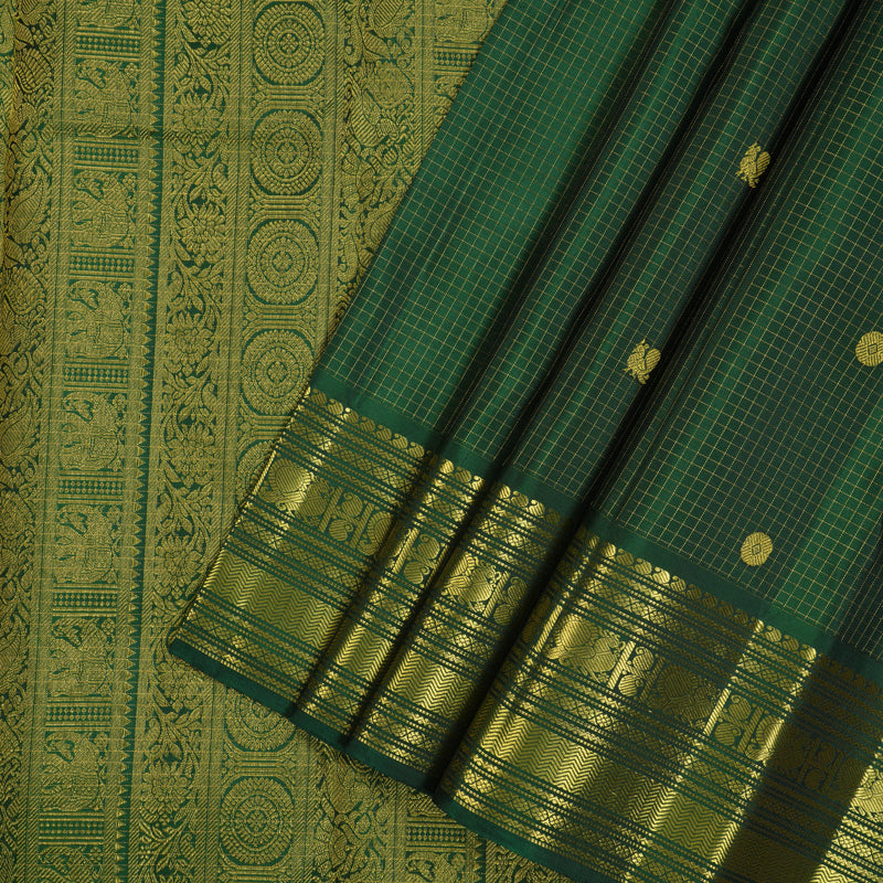 Hayagrivas Handloom Dark Green Kanjivaram Silk Saree KBE2493C6-3