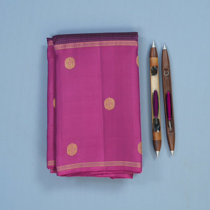 Hayagrivas Handloom Purple Kanjivaram Silk Saree with Magenta Border KBE2493C7-1