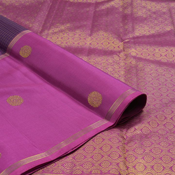 Hayagrivas Handloom Purple Kanjivaram Silk Saree with Magenta Border KBE2493C7-1