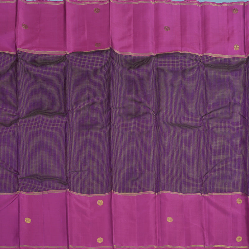 Hayagrivas Handloom Purple Kanjivaram Silk Saree with Magenta Border KBE2493C7-1