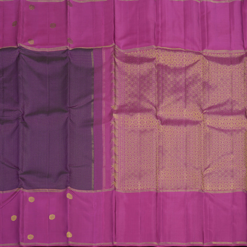 Hayagrivas Handloom Purple Kanjivaram Silk Saree with Magenta Border KBE2493C7-1