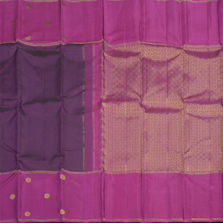 Hayagrivas Handloom Purple Kanjivaram Silk Saree with Magenta Border KBE2493C7-1