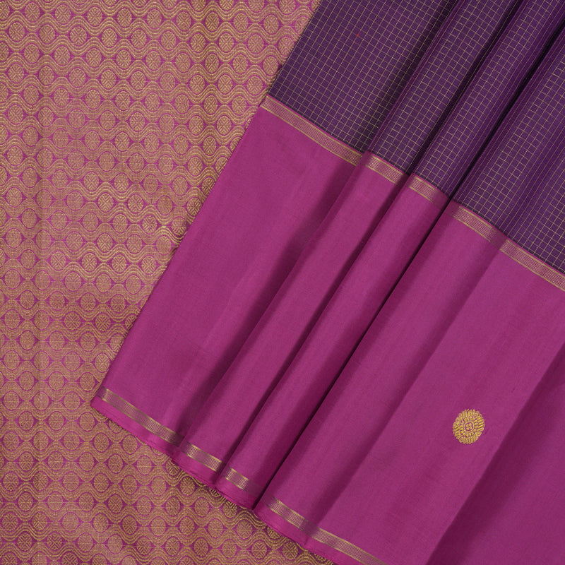 Hayagrivas Handloom Purple Kanjivaram Silk Saree with Magenta Border KBE2493C7-1