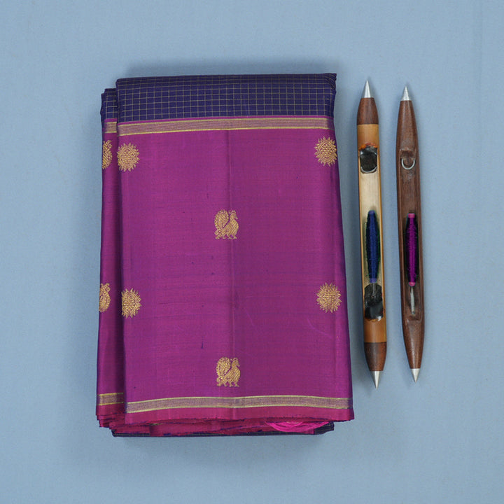 Hayagrivas Handloom Deep Violet Kanjivaram Silk Saree with Purple Border KBE2493C7-2