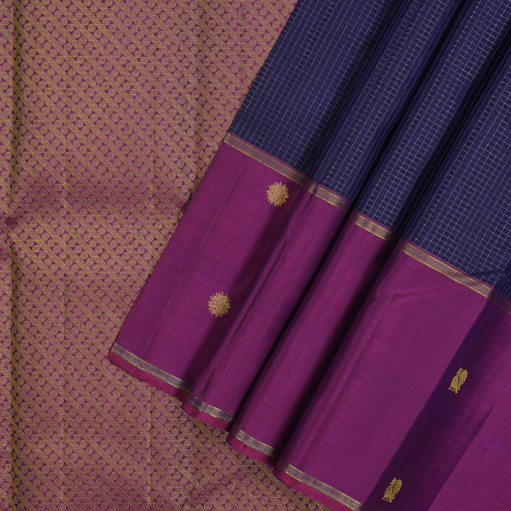Hayagrivas Handloom Deep Violet Kanjivaram Silk Saree with Purple Border KBE2493C7-2