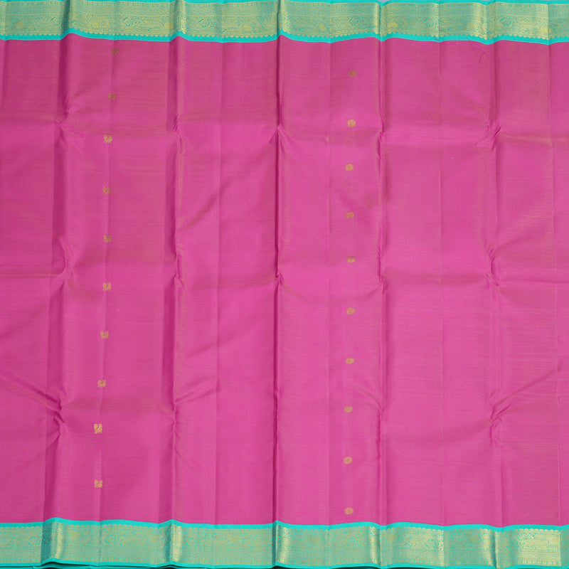 Hayagrivas Handloom Magenta Pink Kanjivaram Silk Saree with Bright Teal Border KBE2493C9-1
