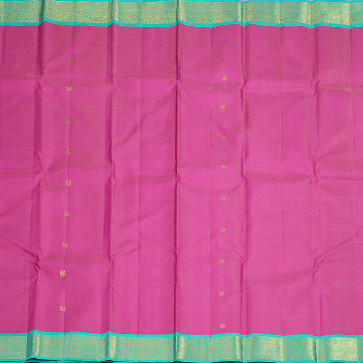 Hayagrivas Handloom Magenta Pink Kanjivaram Silk Saree with Bright Teal Border KBE2493C9-1