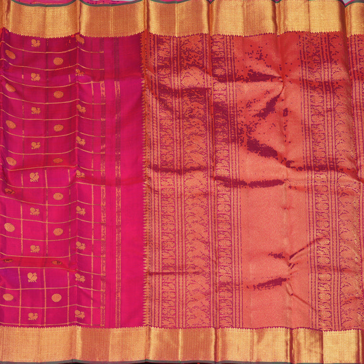 Hayagrivas Handloom Rani Pink Kanjivaram Silk Saree KBE2495C2-1
