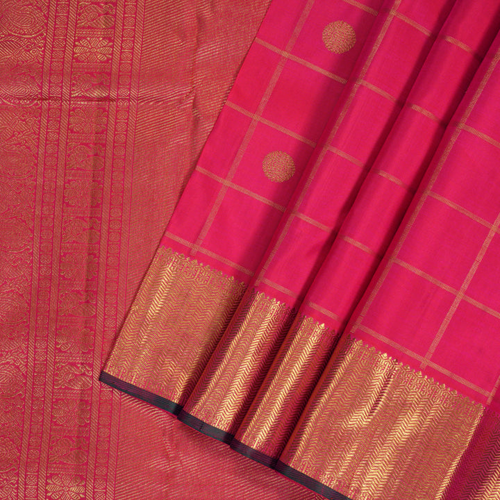 Hayagrivas Handloom Rani Pink Kanjivaram Silk Saree KBE2495C2-1