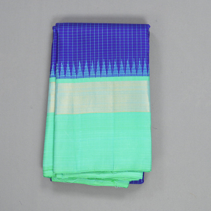 Hayagrivas Handloom Blue Kanjivaram Silk Saree with Sea Green Border KBE2497C2-1