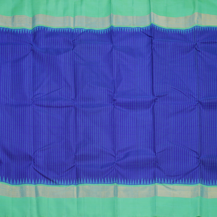 Hayagrivas Handloom Blue Kanjivaram Silk Saree with Sea Green Border KBE2497C2-1