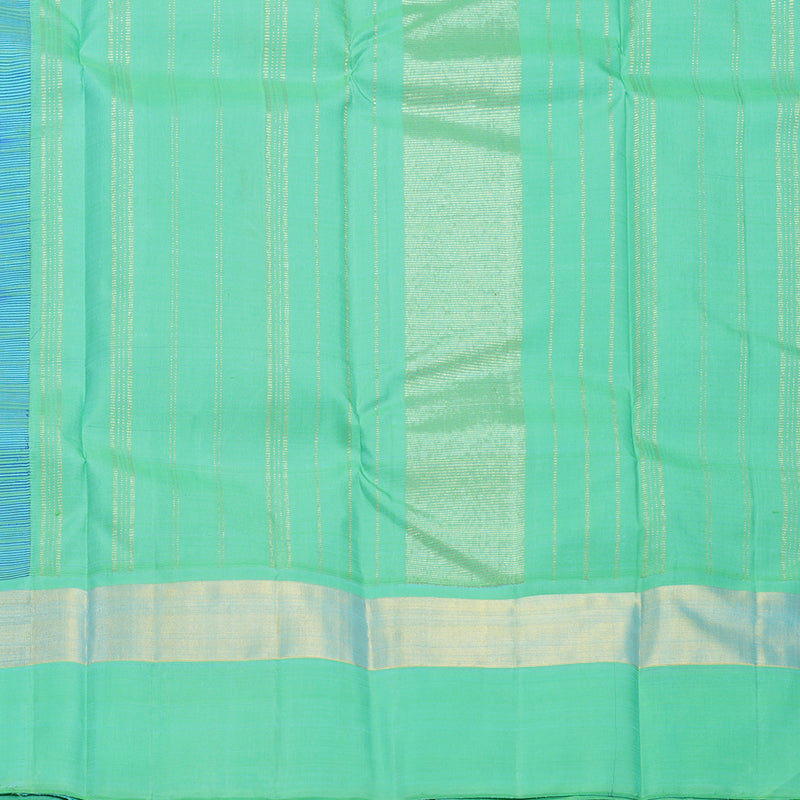 Hayagrivas Handloom Blue Kanjivaram Silk Saree with Sea Green Border KBE2497C2-1