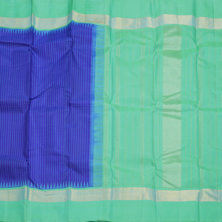 Hayagrivas Handloom Blue Kanjivaram Silk Saree with Sea Green Border KBE2497C2-1