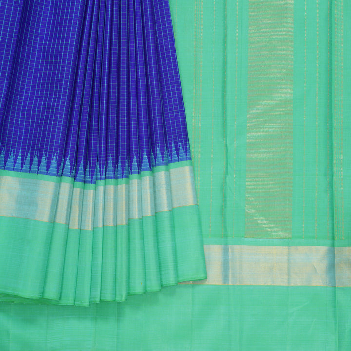 Hayagrivas Handloom Blue Kanjivaram Silk Saree with Sea Green Border KBE2497C2-1