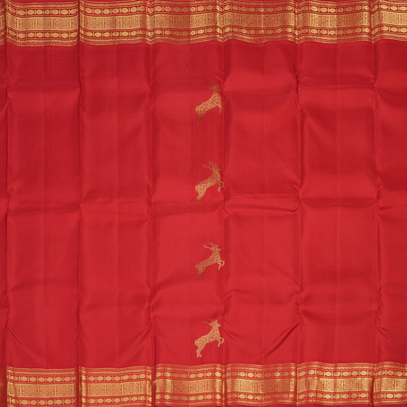 Hayagrivas Red Handloom Kanjivaram Silk Saree KBE24D2-1