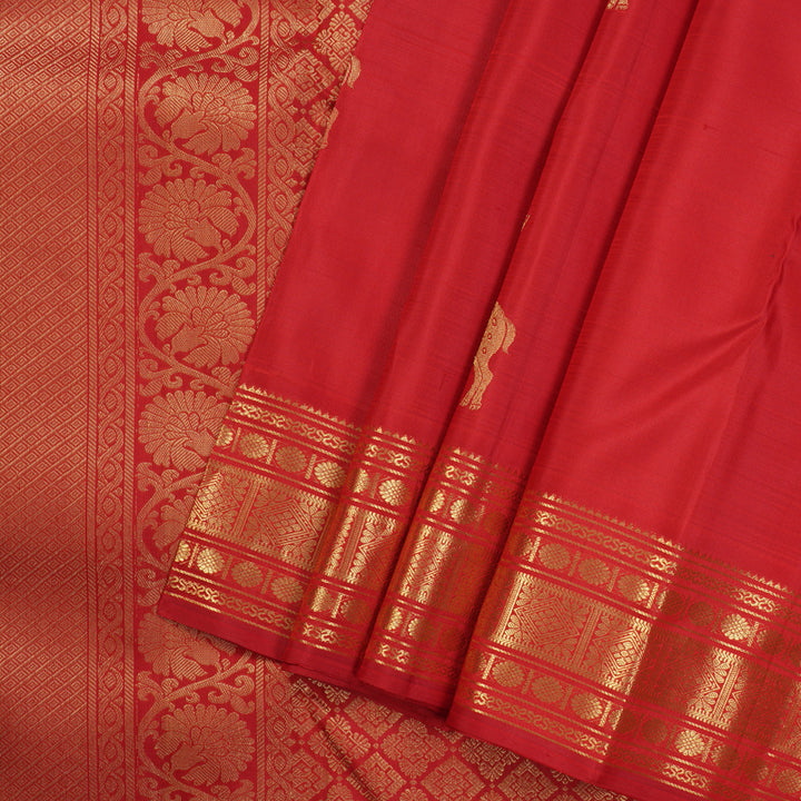 Hayagrivas Red Handloom Kanjivaram Silk Saree KBE24D2-1