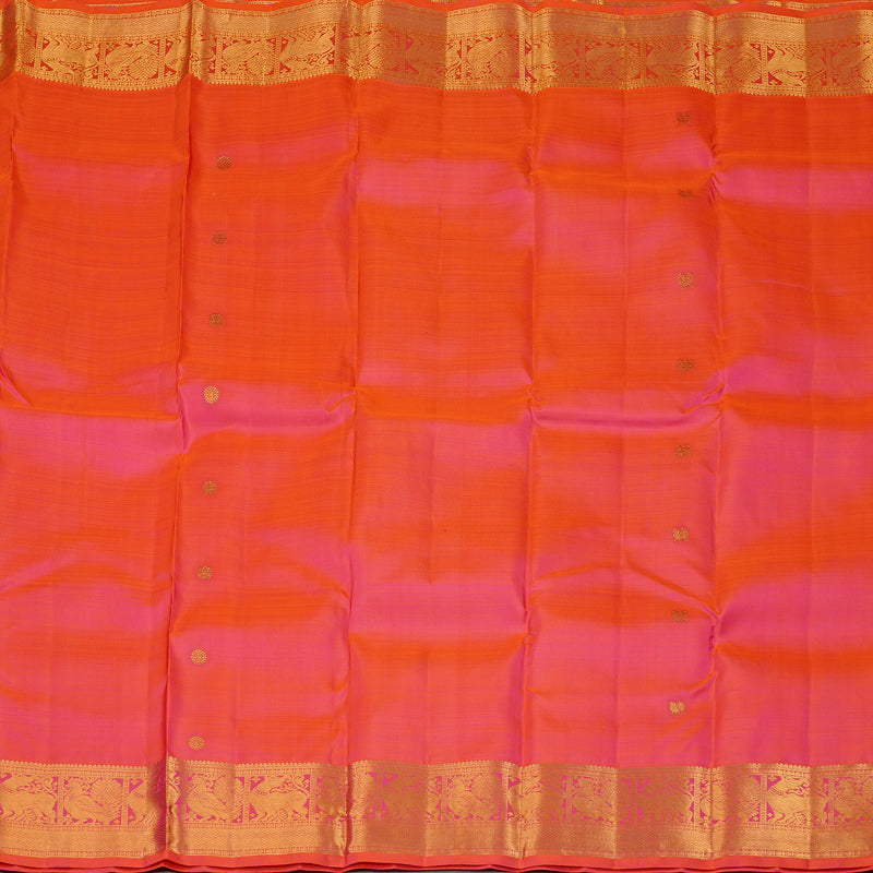Hayagrivas Orangish Pink Handloom Kanjivaram Silk Saree KBE24D4-1