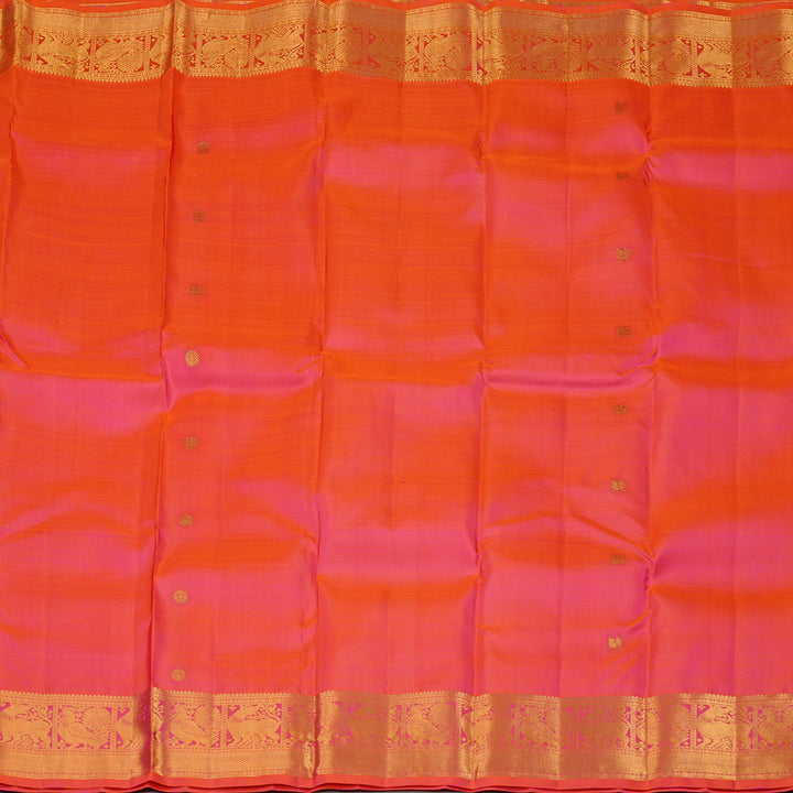 Hayagrivas Orangish Pink Handloom Kanjivaram Silk Saree KBE24D4-1