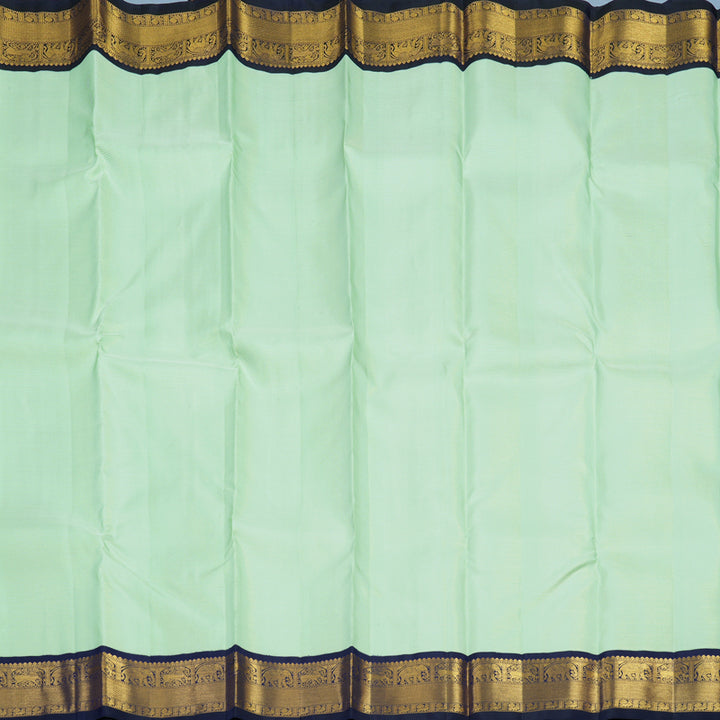 Hayagrivas Handloom Pastel Green Kanjivaram Silk Saree with Midnight Blue Border KBE2500C4-2
