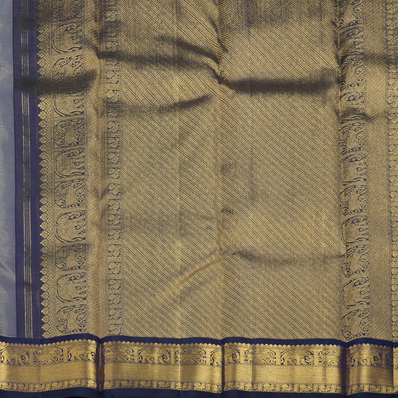 Hayagrivas Handloom Pastel Green Kanjivaram Silk Saree with Midnight Blue Border KBE2500C4-2