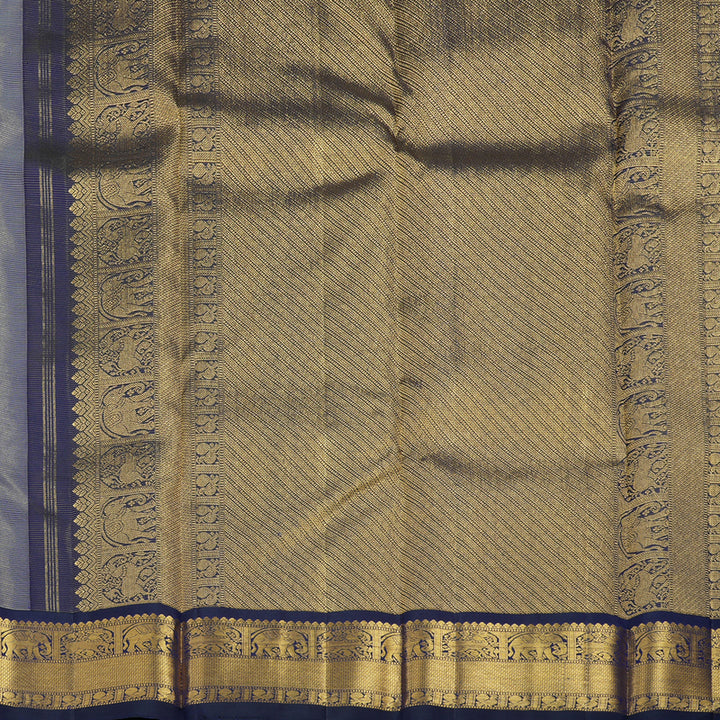 Hayagrivas Handloom Pastel Green Kanjivaram Silk Saree with Midnight Blue Border KBE2500C4-2