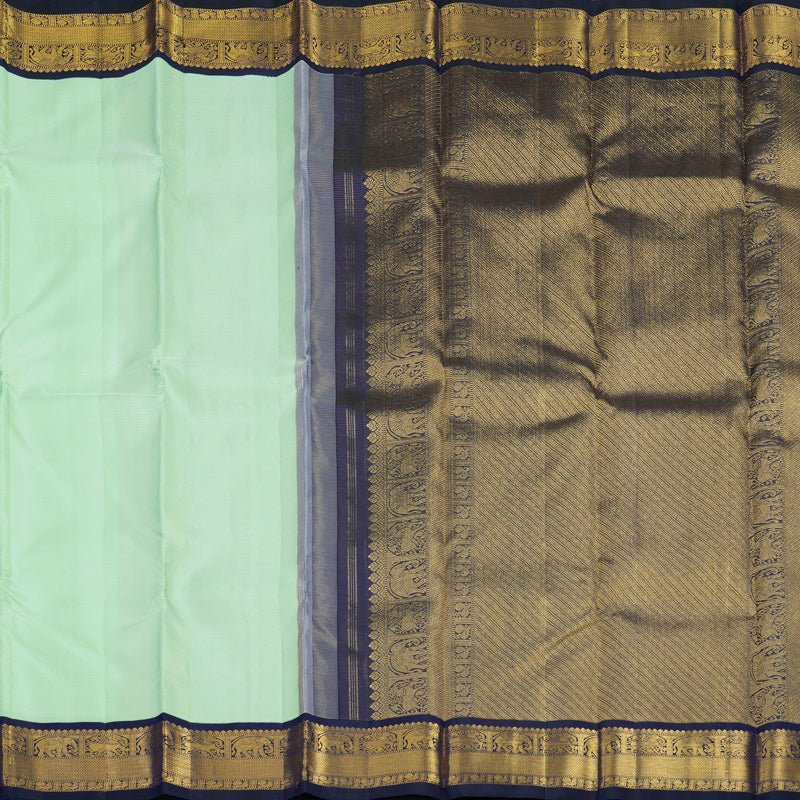 Hayagrivas Handloom Pastel Green Kanjivaram Silk Saree with Midnight Blue Border KBE2500C4-2