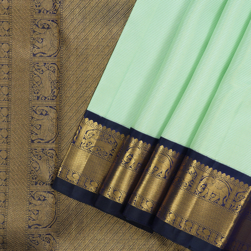 Hayagrivas Handloom Pastel Green Kanjivaram Silk Saree with Midnight Blue Border KBE2500C4-2