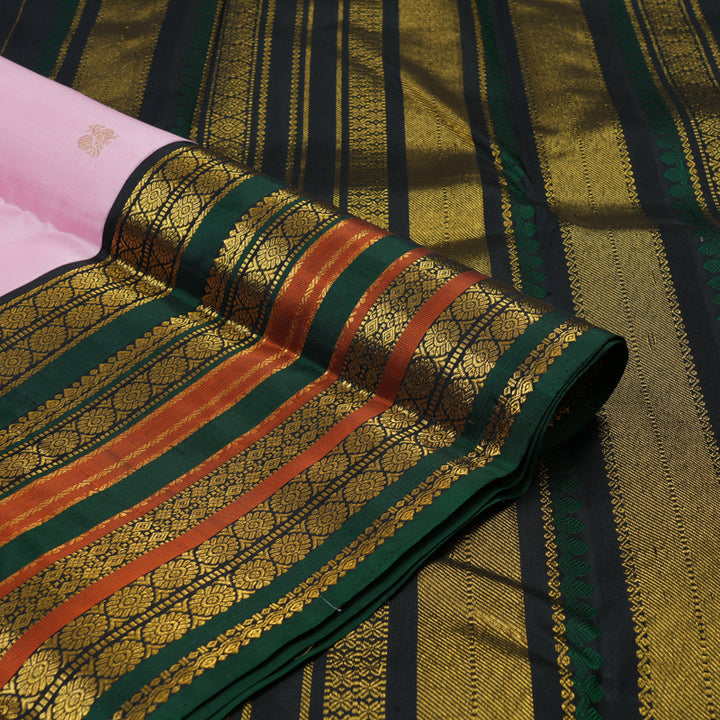 Hayagrivas Handloom Baby Pink Kanjivaram Silk Saree with Black Border KBE2500C5-2