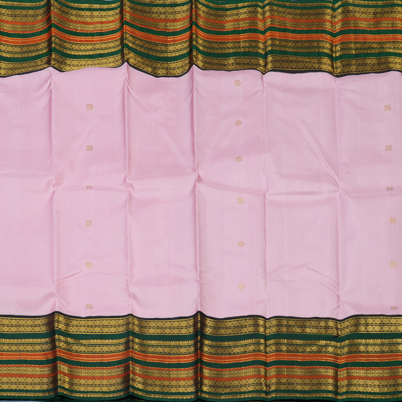 Hayagrivas Handloom Baby Pink Kanjivaram Silk Saree with Black Border KBE2500C5-2