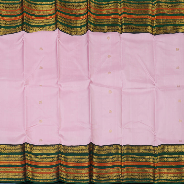 Hayagrivas Handloom Baby Pink Kanjivaram Silk Saree with Black Border KBE2500C5-2