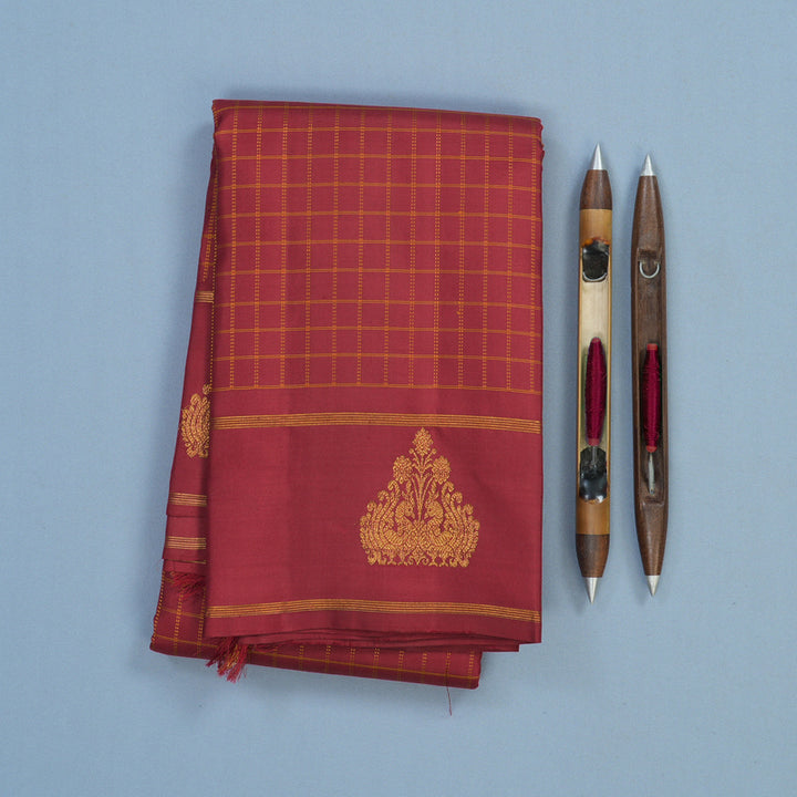 Hayagrivas Handloom Maroon Kanjivaram Silk Saree KBE2505C1-1