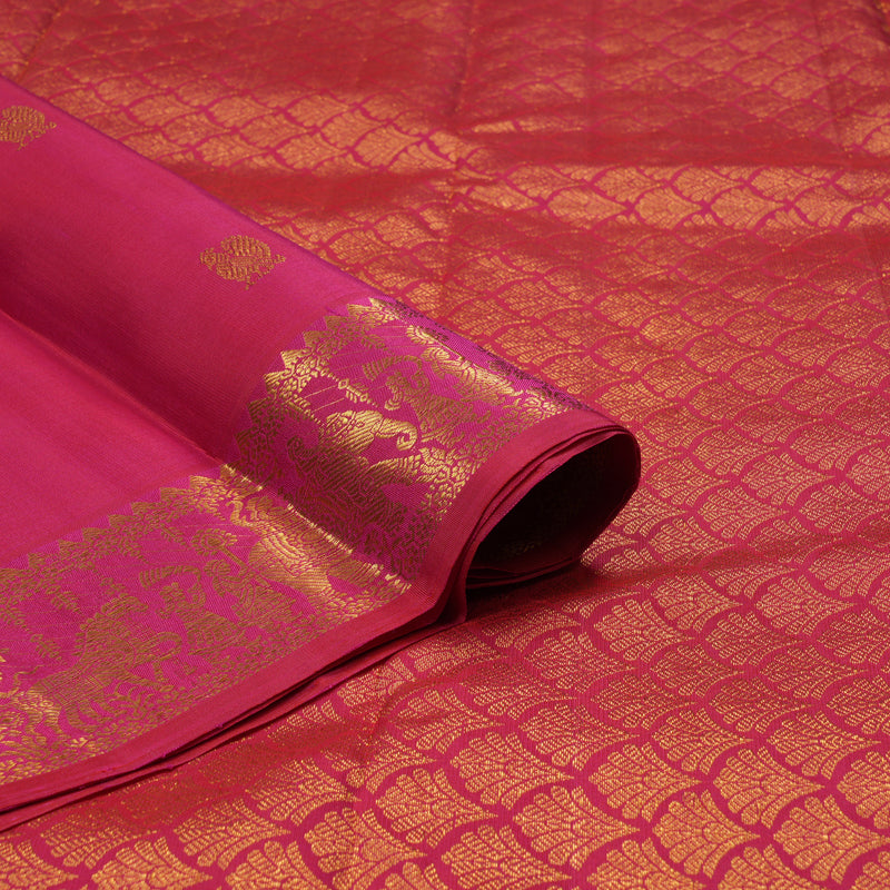 Hayagrivas Handloom Rani Pink Kanjivaram Silk Saree KBE2505C2-1