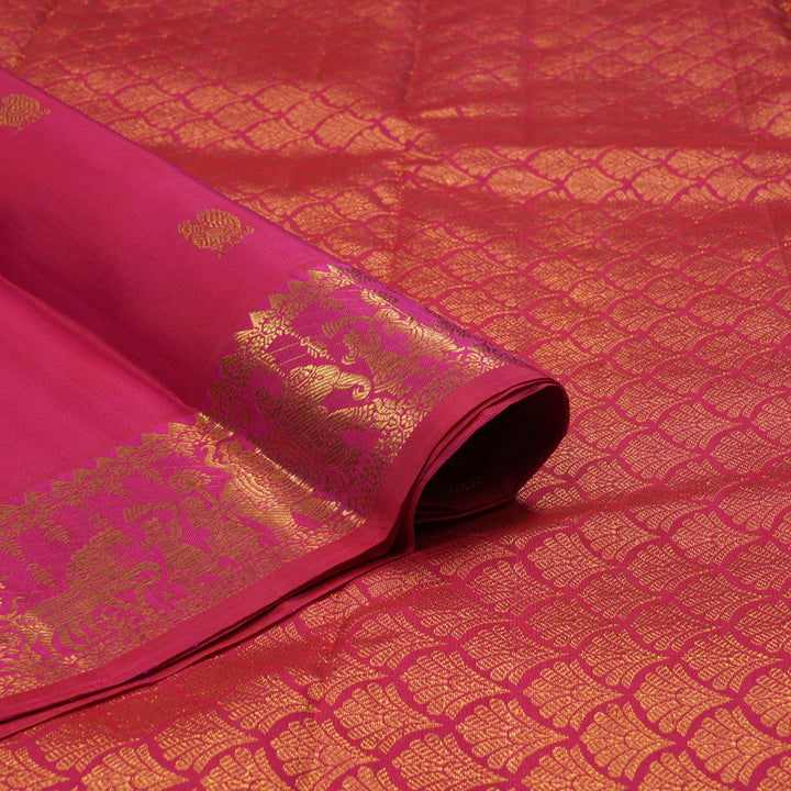 Hayagrivas Handloom Rani Pink Kanjivaram Silk Saree KBE2505C2-1