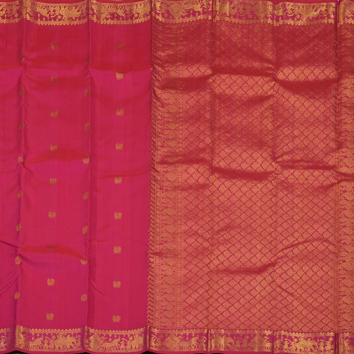 Hayagrivas Handloom Rani Pink Kanjivaram Silk Saree KBE2505C2-1