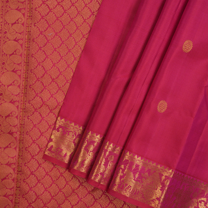 Hayagrivas Handloom Rani Pink Kanjivaram Silk Saree KBE2505C2-1