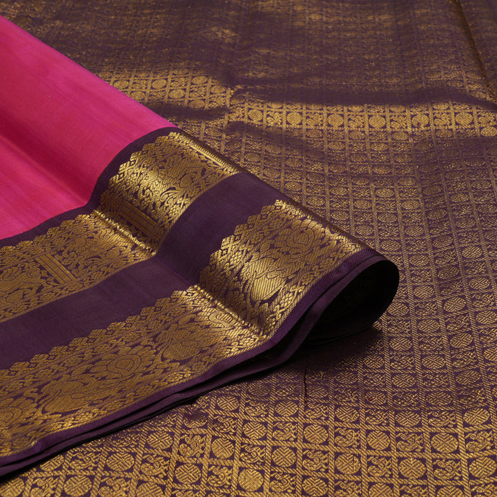 Hayagrivas Handloom Dark Pink Kanjivaram Silk Saree with Dark Purple Border KBE2507C2-3