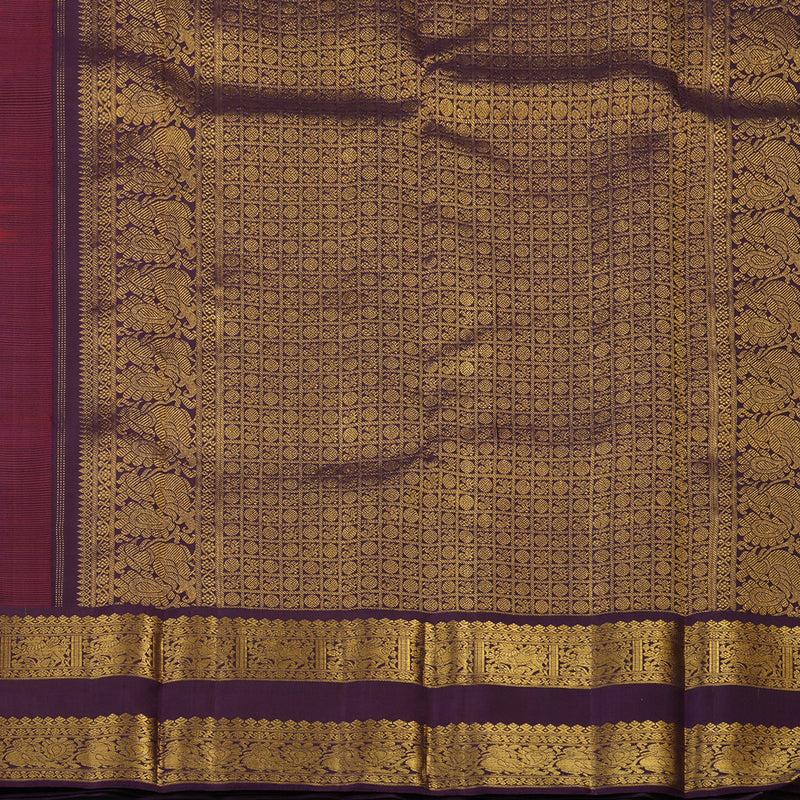 Hayagrivas Handloom Dark Pink Kanjivaram Silk Saree with Dark Purple Border KBE2507C2-3