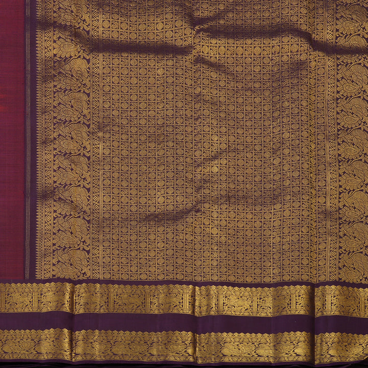 Hayagrivas Handloom Dark Pink Kanjivaram Silk Saree with Dark Purple Border KBE2507C2-3