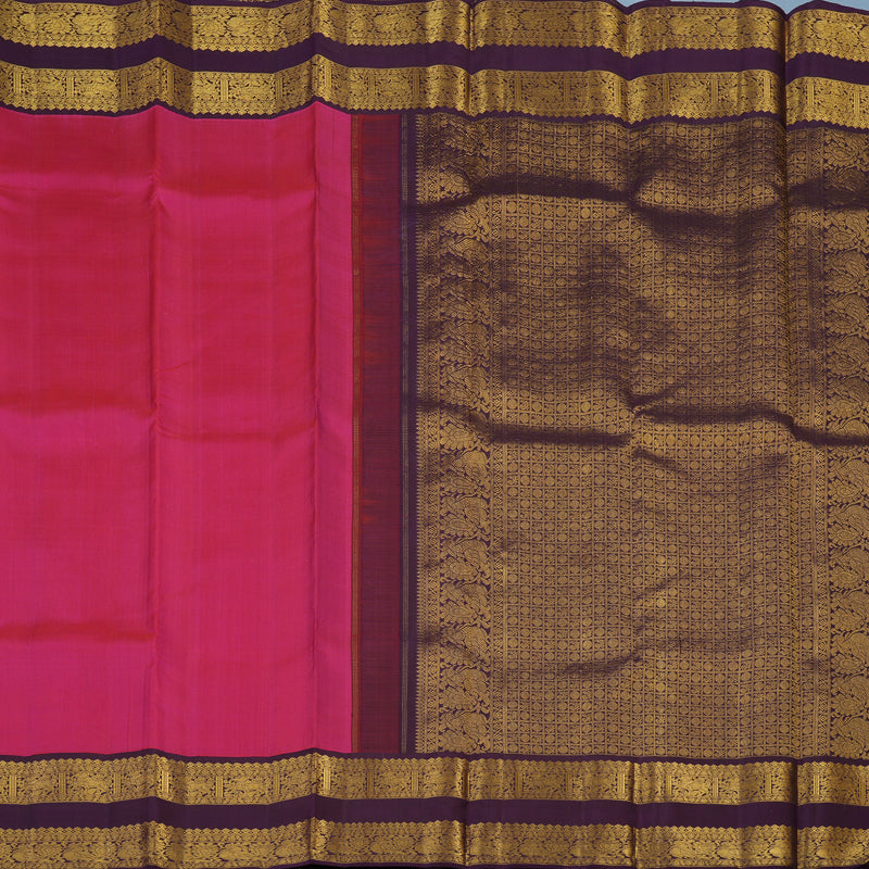 Hayagrivas Handloom Dark Pink Kanjivaram Silk Saree with Dark Purple Border KBE2507C2-3