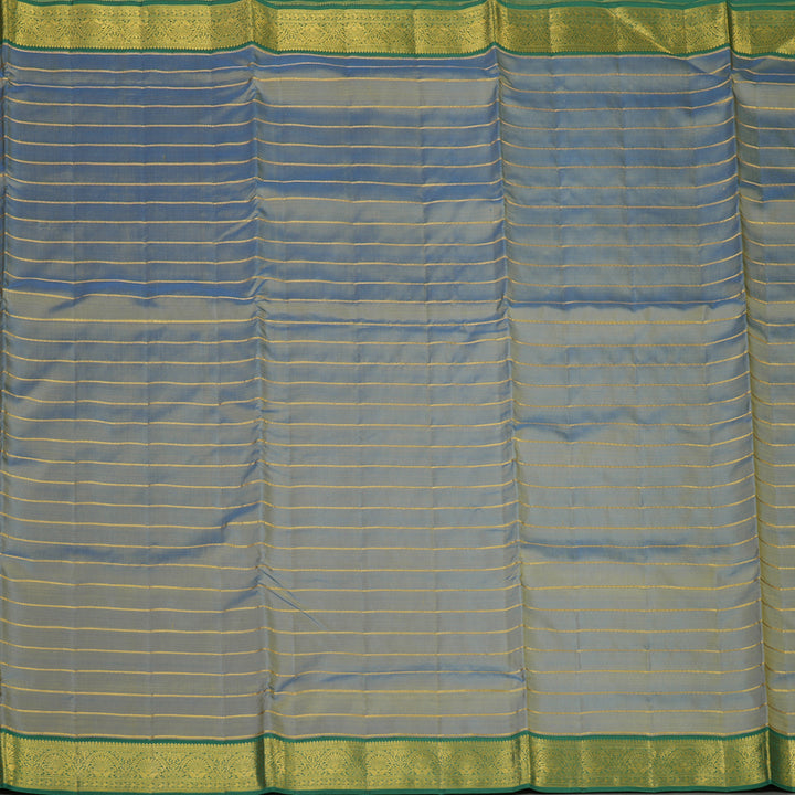 Hayagrivas Handloom Dual Toned Blue & Yellow Ten Yards Silk Saree KBE2509C1-1