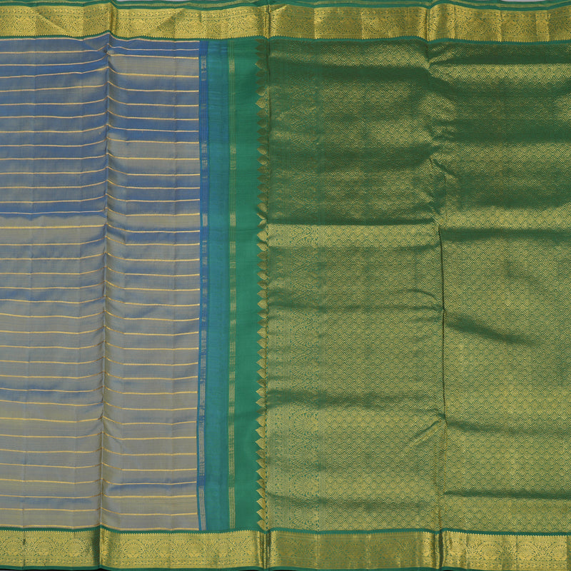 Hayagrivas Handloom Dual Toned Blue & Yellow Ten Yards Silk Saree KBE2509C1-1