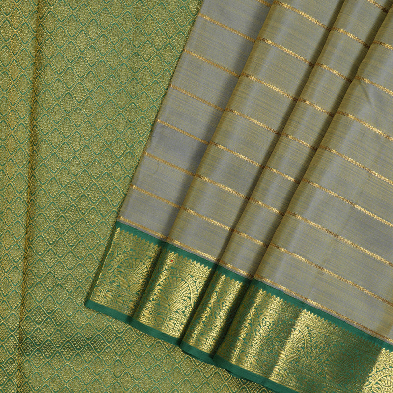 Hayagrivas Handloom Dual Toned Blue & Yellow Ten Yards Silk Saree KBE2509C1-1