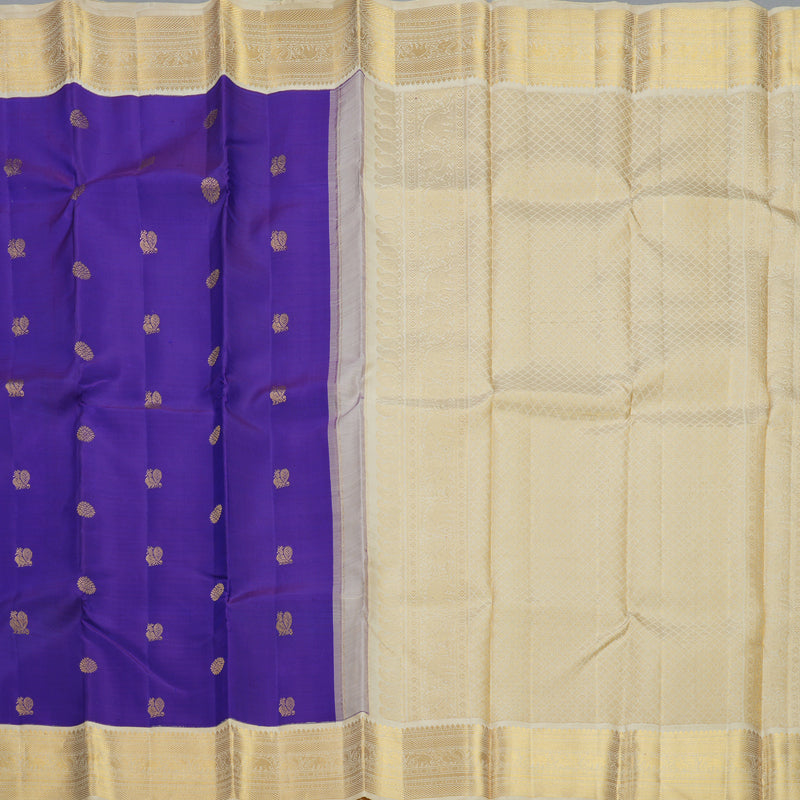 Hayagrivas Handloom Purple Kanjivaram Silk Saree with Beige Border KBE2510C3-1