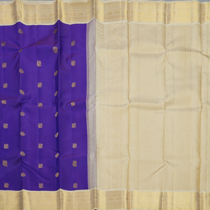 Hayagrivas Handloom Purple Kanjivaram Silk Saree with Beige Border KBE2510C3-1