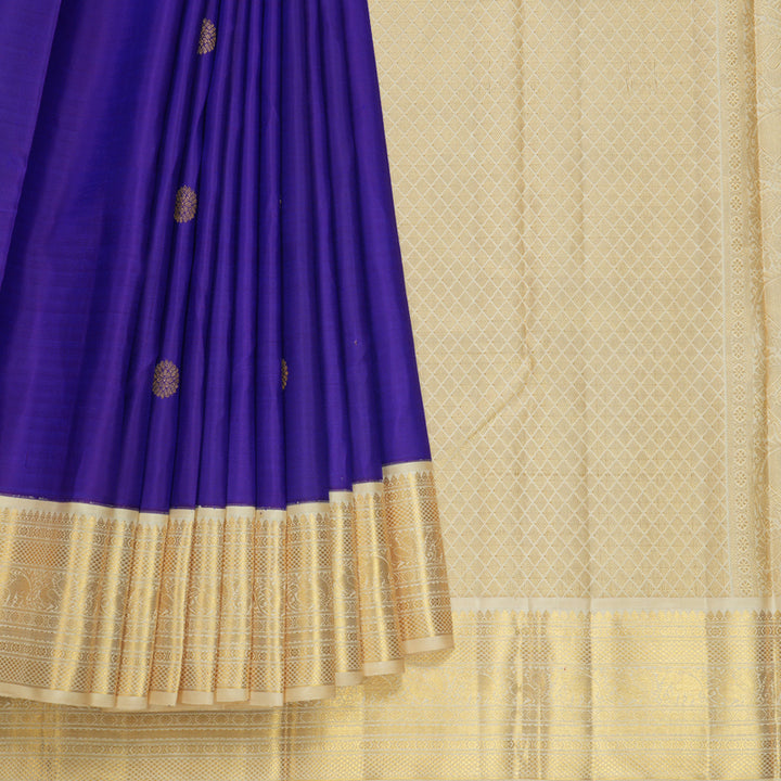 Hayagrivas Handloom Purple Kanjivaram Silk Saree with Beige Border KBE2510C3-1